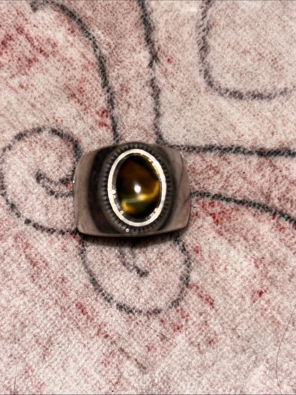 Men's Silver Ring with Brown Tiger's Eye Stone